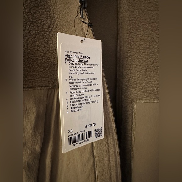 lululemon high pile fleece full zip jacket fawn brown XS - Picture 2 of 3